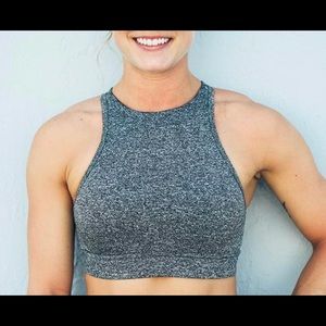 Gray High-neck sports bra